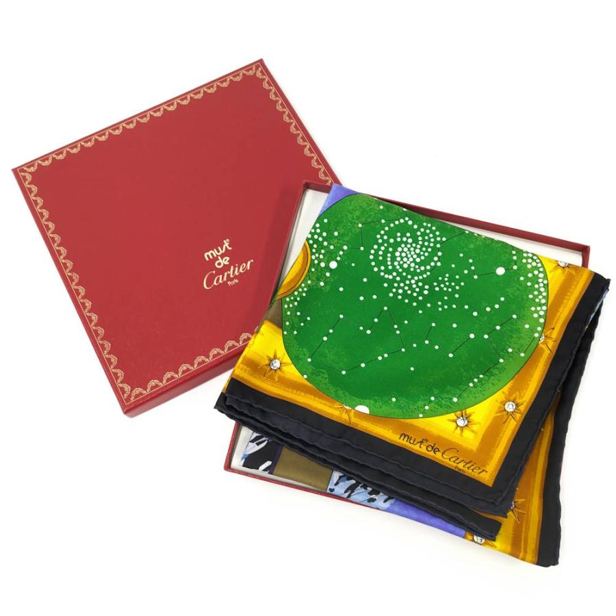 Cartier（カルティエ） スカーフ タンク シルク グリーン×イエロー