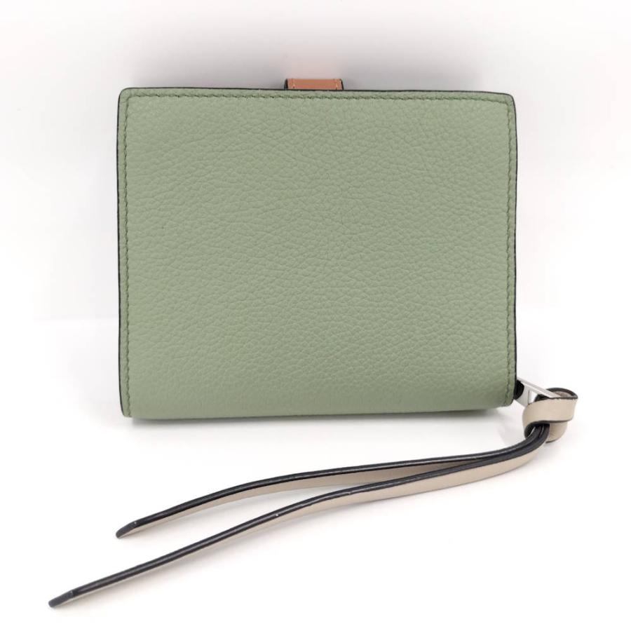 ロエベ LOEWE コンパクト ジップ ウォレット 二つ折り財布 財布 レザー レディース グリーン系 / カーキ系 / グレー系 C660Z41X01 【中古】 LOEWE（ロエベ） コンパクトジップウォレット 二つ折り財布 レザー