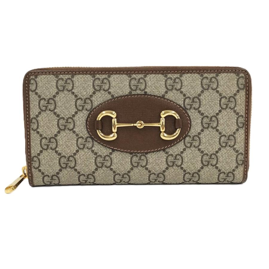 美品✨グッチ ホースビット GG ラウンドファスナー 長財布 ブラウン PVC GUCCI（グッチ） ラウンドファスナー 長財布 ホースビット PVC