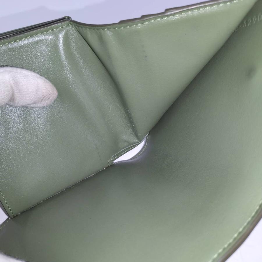 美品 セリーヌ 三つ折り財布 トリフォールドウォレット グリーン レザー CELINE（セリーヌ） スモール トリフォールド ウォレット 三つ折り財布
