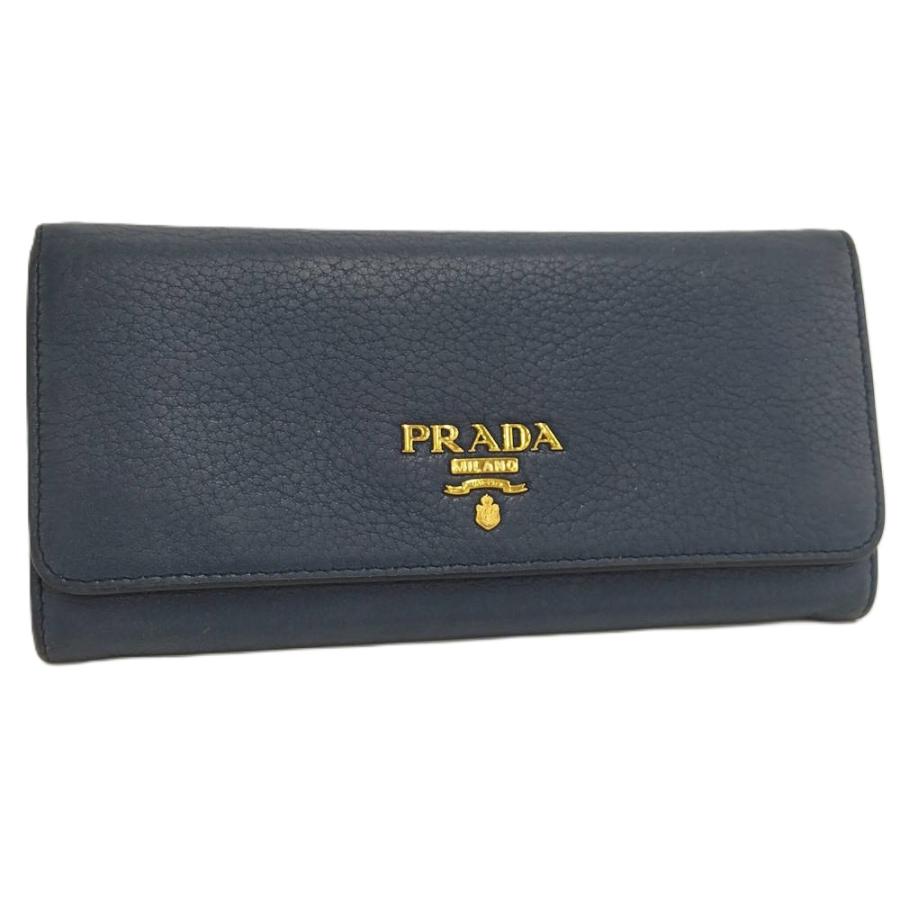 PRADA 二つ折り 長財布 レザー ネイビー 1M1132 PRADA（プラダ） 二つ折り 長財布 レザー ネイビー 1M1132 : JJ