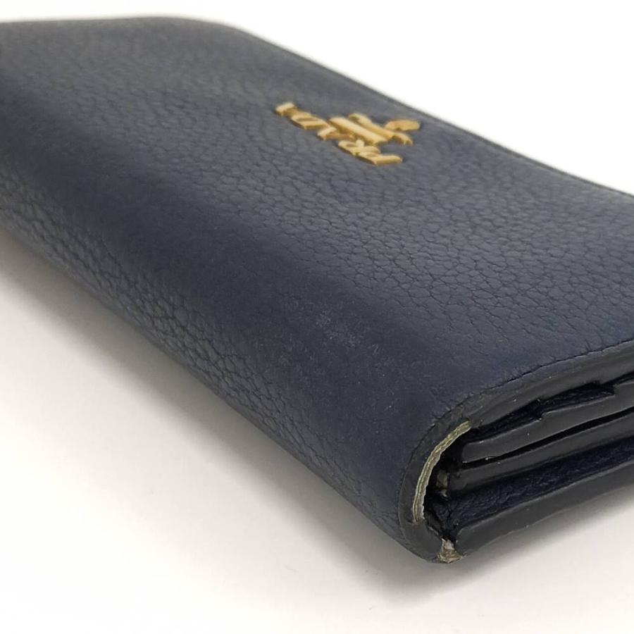 PRADA 二つ折り 長財布 レザー ネイビー 1M1132 PRADA（プラダ） 二つ折り 長財布 レザー ネイビー 1M1132 : JJ
