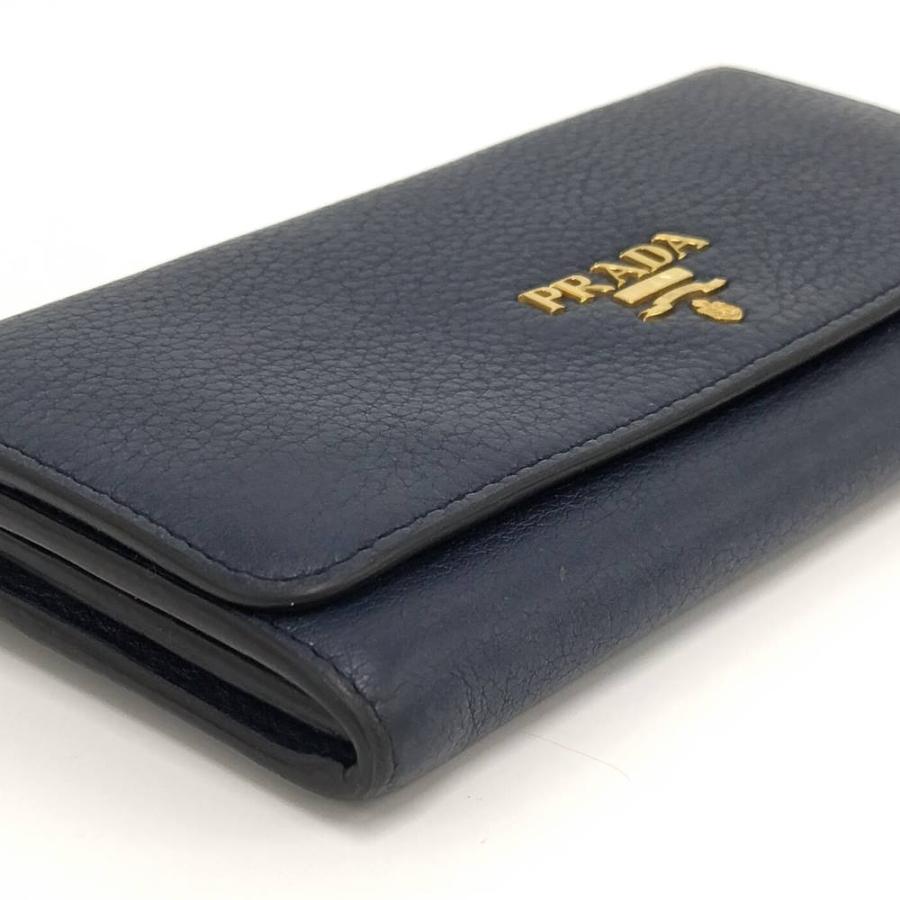 PRADA 二つ折り 長財布 レザー ネイビー 1M1132 PRADA（プラダ） 二つ折り 長財布 レザー ネイビー 1M1132 : JJ