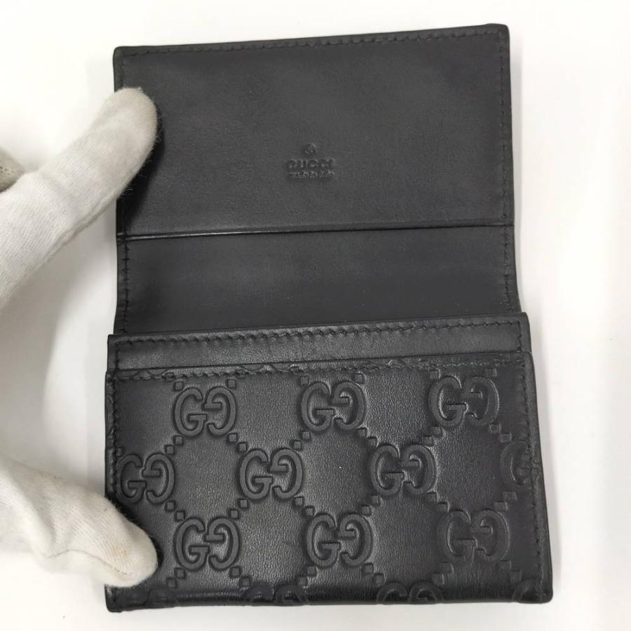 GUCCI（グッチ） 二つ折り カードケース グッチシマ レザー ブラック