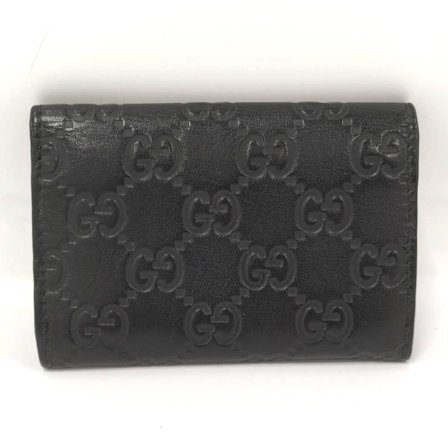 GUCCI（グッチ） 二つ折り カードケース グッチシマ レザー ブラック