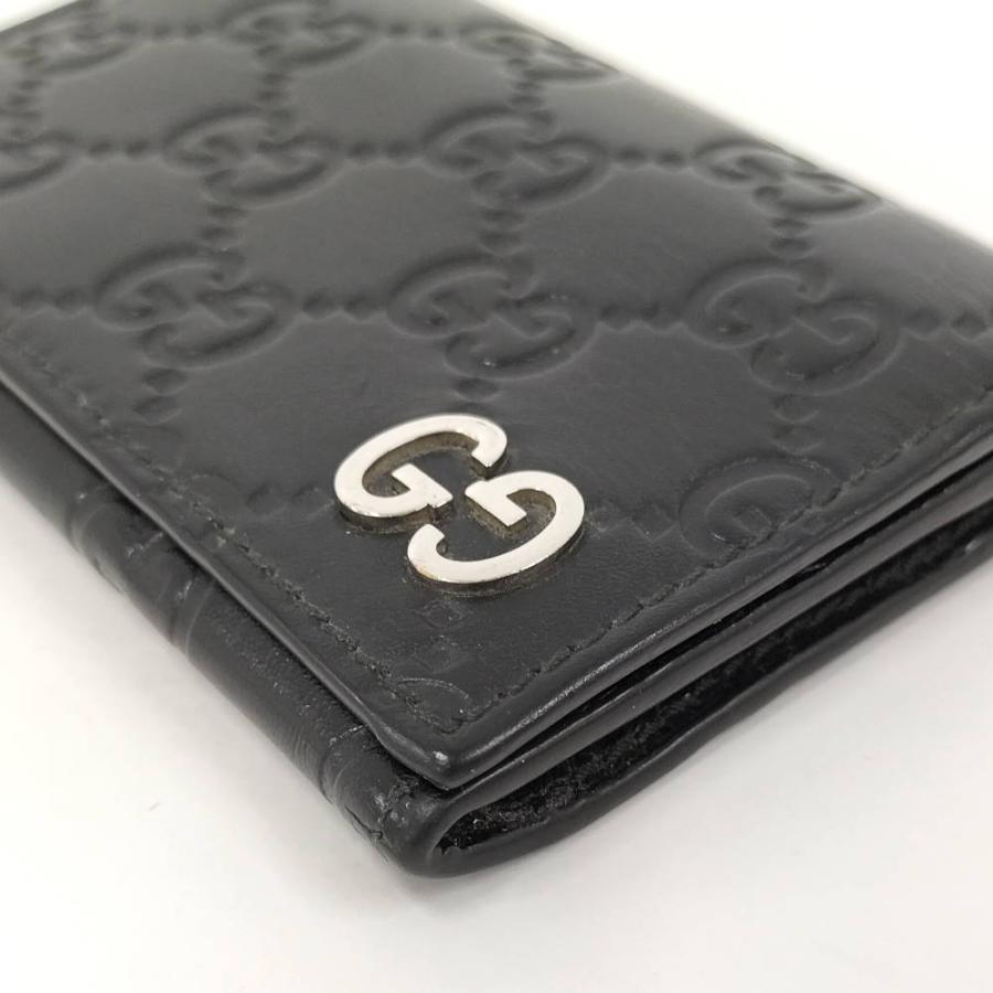 GUCCI（グッチ） 二つ折り カードケース グッチシマ レザー ブラック