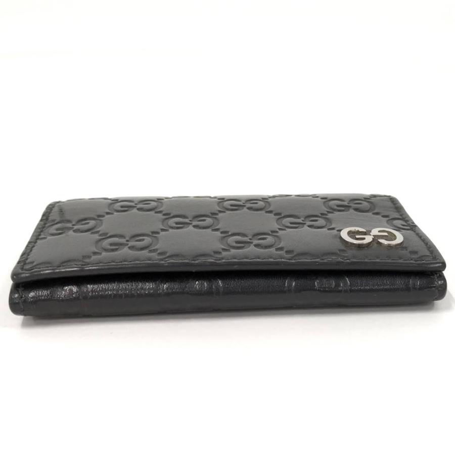 GUCCI（グッチ） 二つ折り カードケース グッチシマ レザー ブラック
