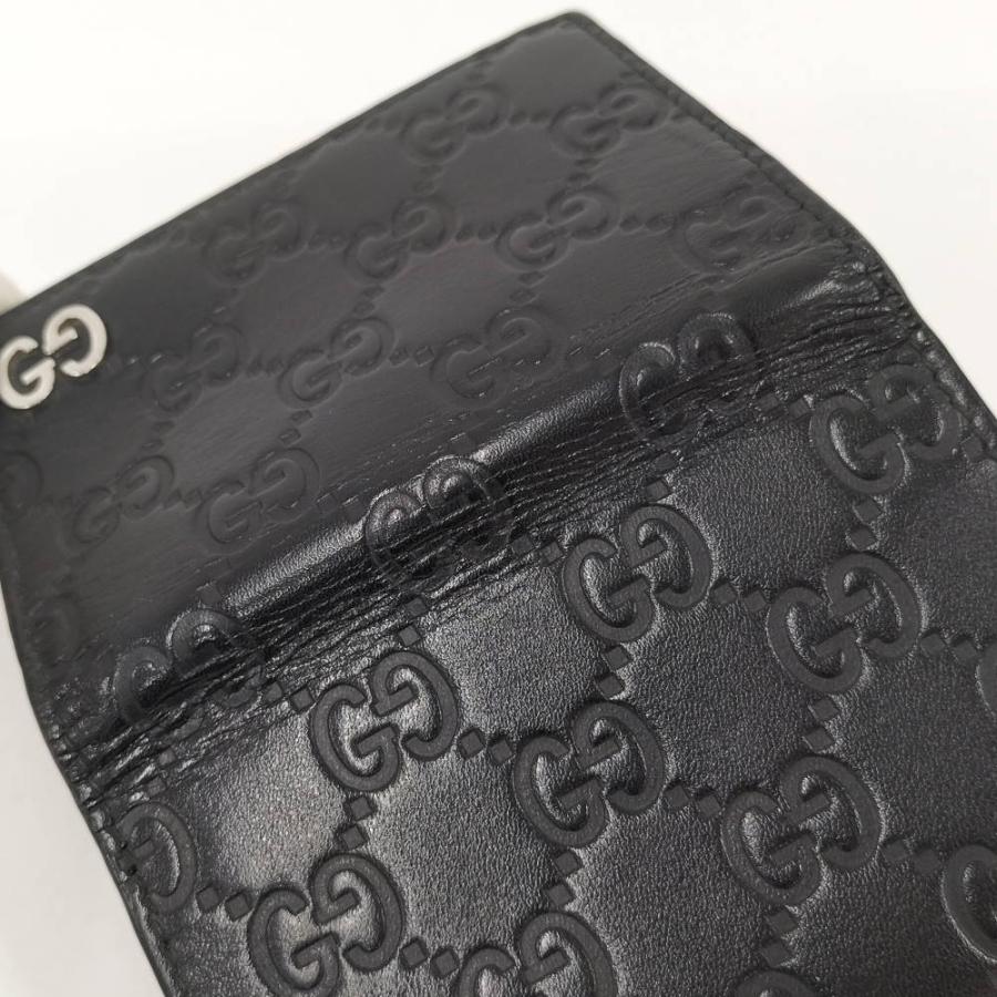 GUCCI（グッチ） 二つ折り カードケース グッチシマ レザー ブラック