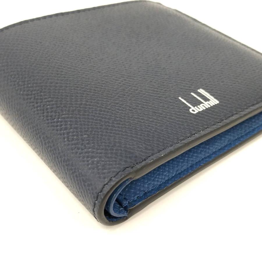 dunhill（ダンヒル） 二つ折り財布 札入れ ロゴ レザー ネイビー