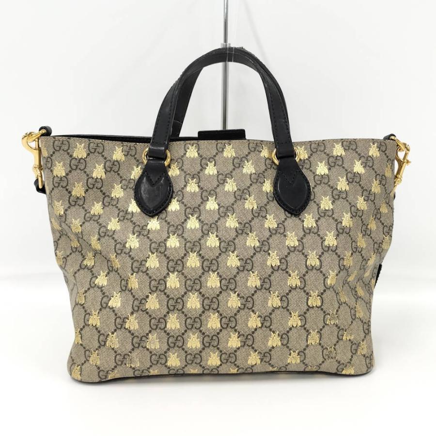 GUCCI（グッチ） 2WAYバッグ BEE 蜂 PVCコーティング×レザー ブラウン 