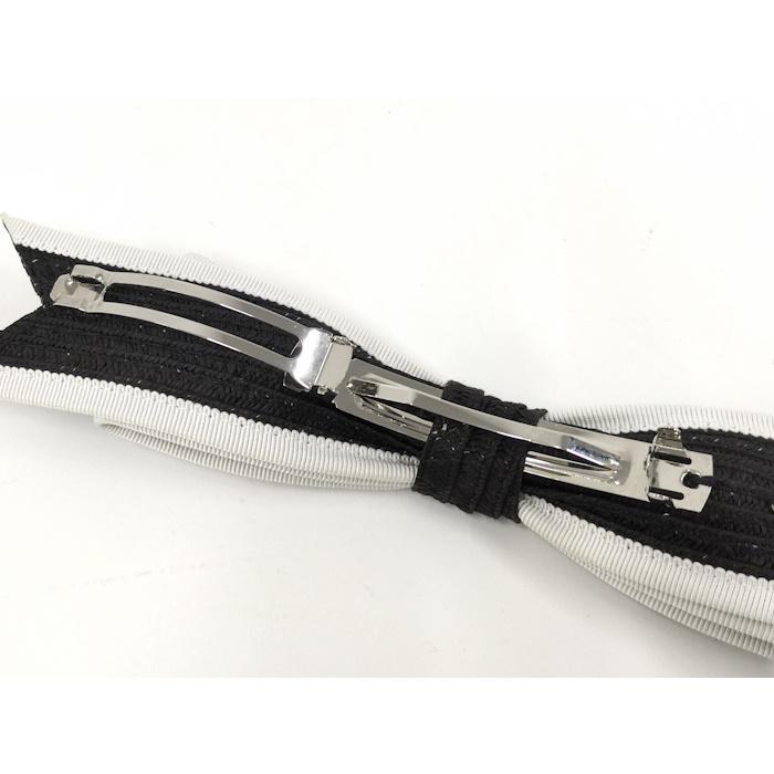 CHANEL リボン バレッタ ブラック ホワイト 22Pの画像