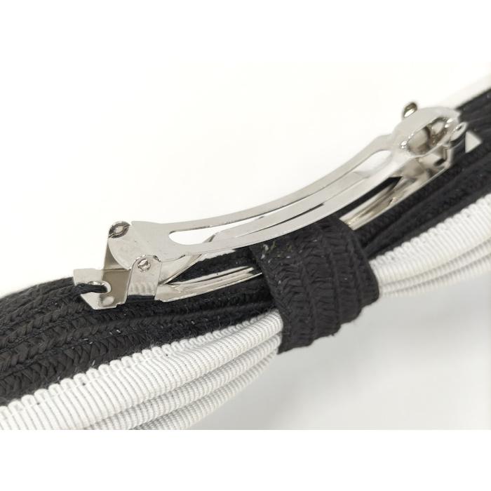CHANEL リボン バレッタ ブラック ホワイト 22Pの画像