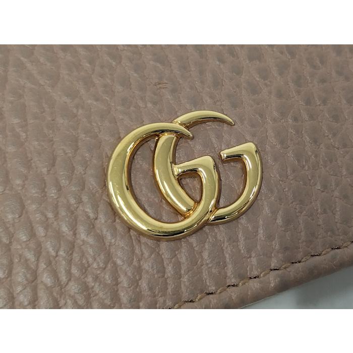 グッチ 二つ折り財布 マーモント GG レザー ピンク ベージュ ファスナー GUCCI（グッチ） 二つ折り財布 GGマーモント レザー ピンク系 456126