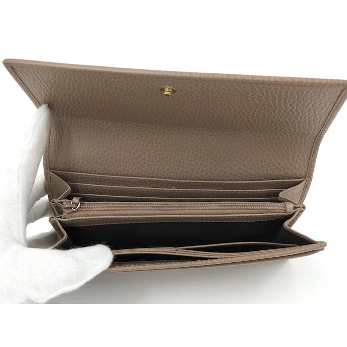 GUCCI 二つ折り長財布 GGマーモント レザー ピンクベージュ系 456116 