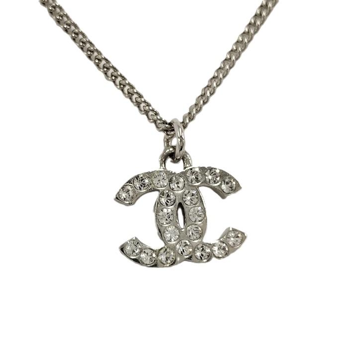 CHANEL ネックレス ココマーク ラインストーン メッキ シルバー F13V CHANEL ネックレス ココマーク ラインストーン メッキ シルバー F13V