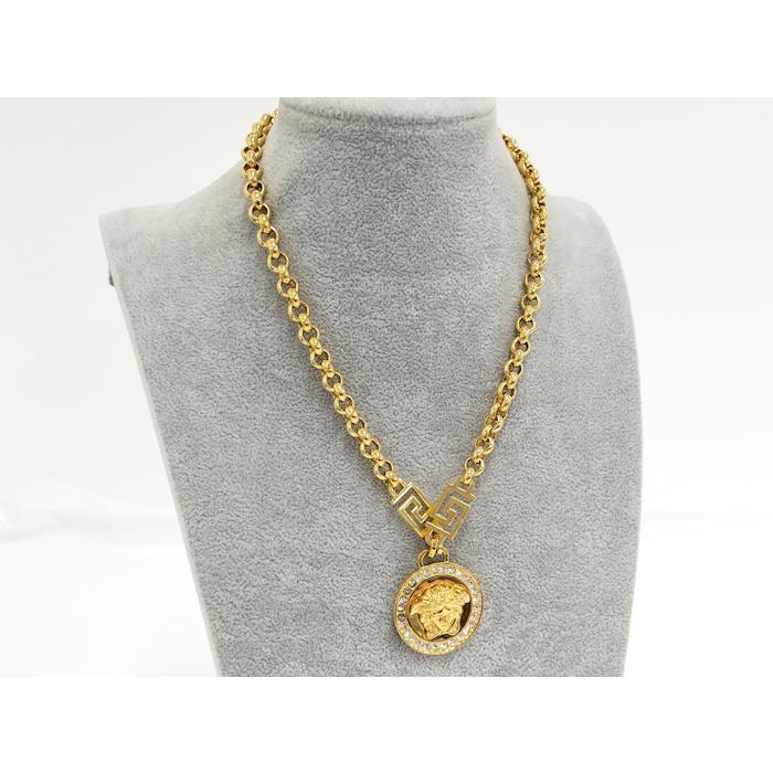 ヴェルサーチ ラインストーン　メドゥーサ ネックレス ゴールド メタル VERSACE メドゥーサ メタル メッキ ゴールド ラインストーン