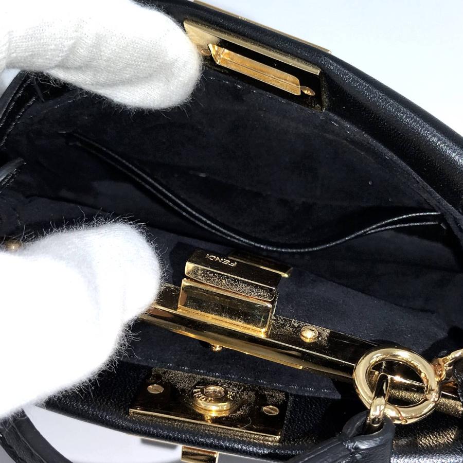 FENDI マイクロピーカブー 2WAYハンドバッグ レザー ブラック 8M0355