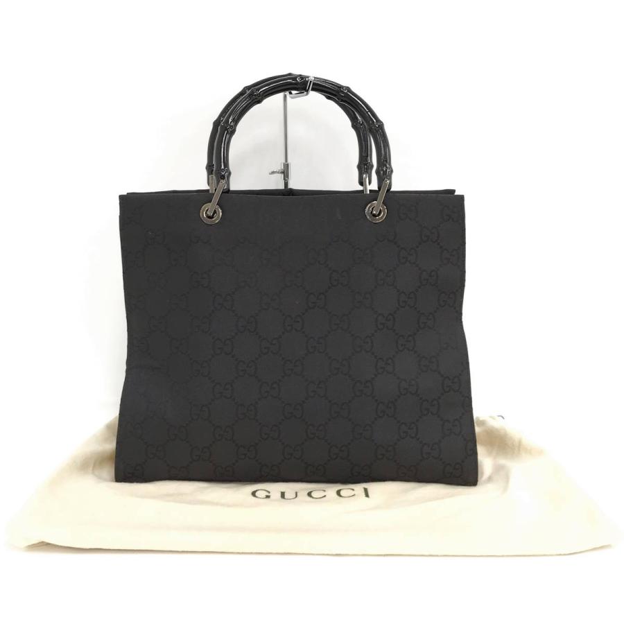 【美品】 グッチ ショルダーバッグ 2way バンブー トート ハンドバッグ GUCCI（グッチ） バンブー トートバッグ ナイロン ブラック 002.1010