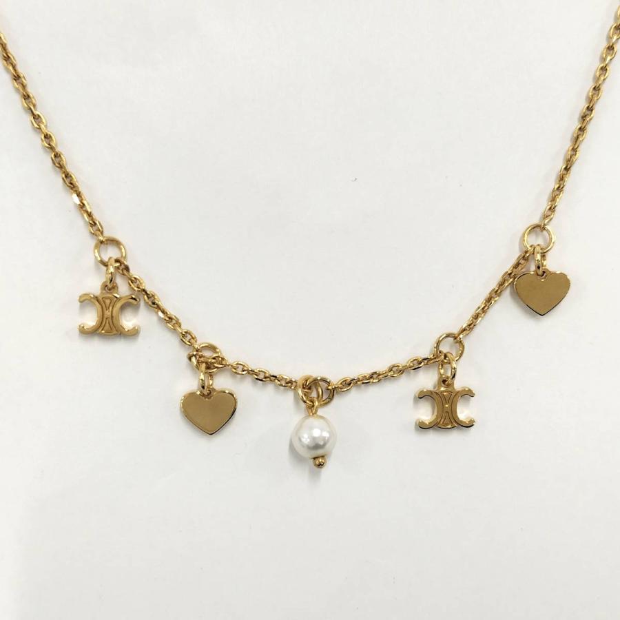 CELINE トリオンフ パール ハート ネックレス CELINE（セリーヌ） トリオンフ ハート フェイクパール ネックレス