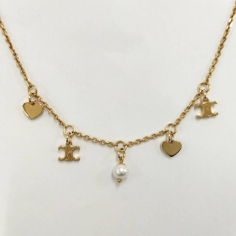CELINE トリオンフ パール ハート ネックレス CELINE（セリーヌ） トリオンフ ハート フェイクパール ネックレス