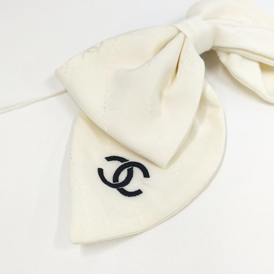 CHANEL バレッタ リボン ココマーク ホワイトの画像