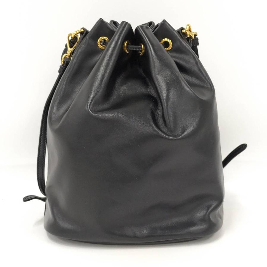 PRADA（プラダ） デュエット 巾着 ショルダーバッグ レザー ブラック