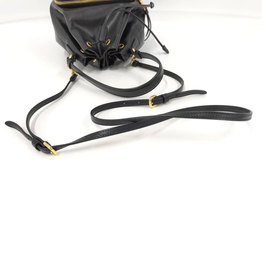 PRADA（プラダ） デュエット 巾着 ショルダーバッグ レザー ブラック