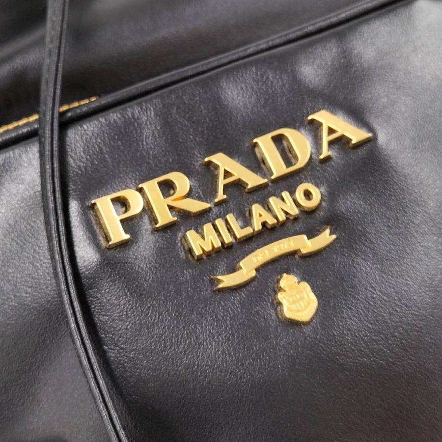 PRADA（プラダ） デュエット 巾着 ショルダーバッグ レザー ブラック