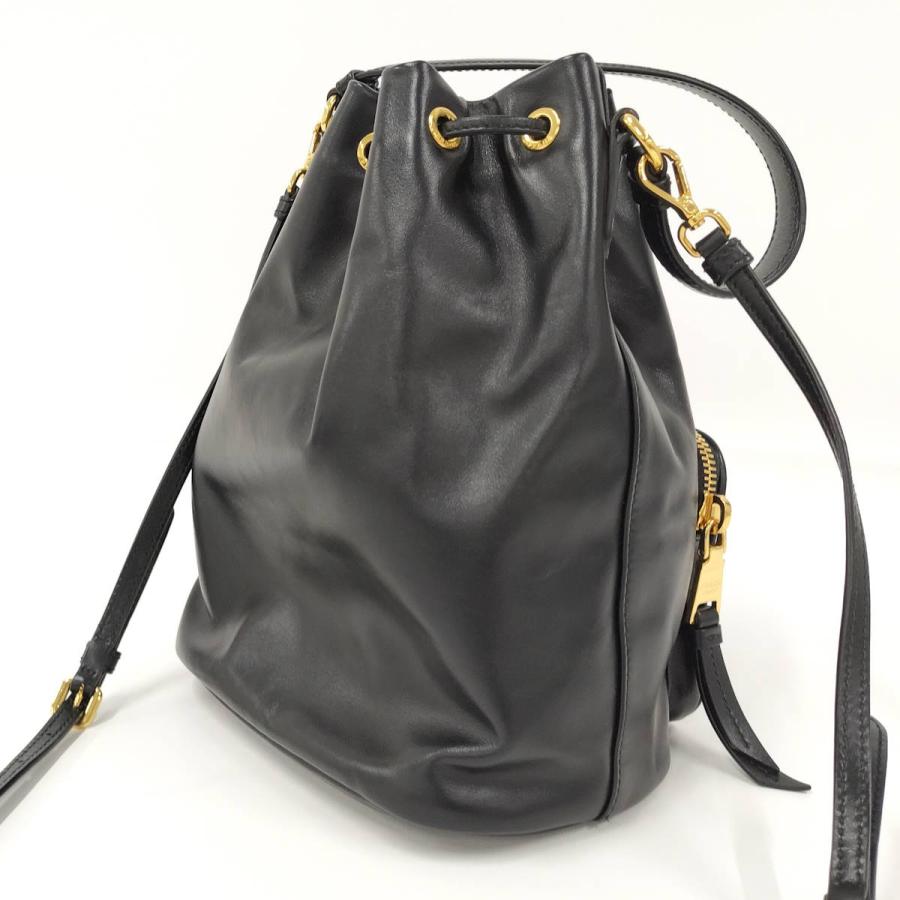 PRADA（プラダ） デュエット 巾着 ショルダーバッグ レザー ブラック