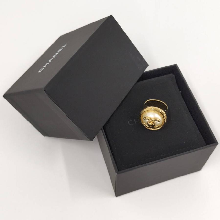 CHANEL シャネル ココマーク パール リング 指輪 ゴールド メッキ B24Aの画像