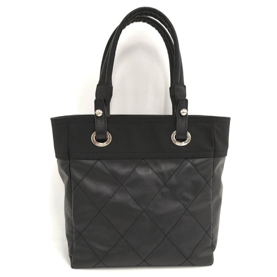 CHANEL パリビアリッツ トートPM トートバッグ レザー ブラック A34208の画像