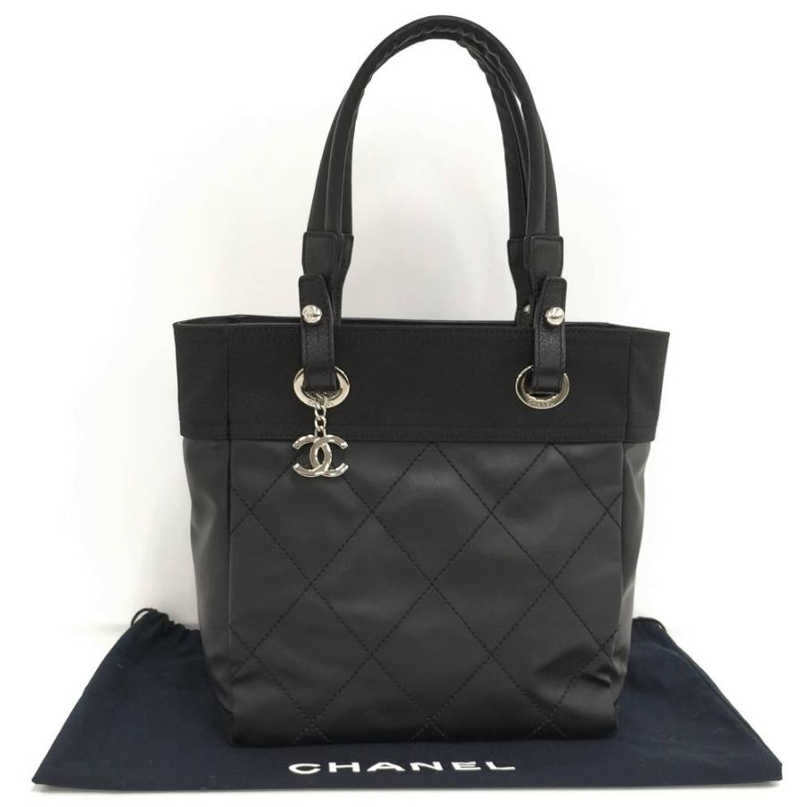 CHANEL パリビアリッツ トートPM トートバッグ レザー ブラック A34208の画像