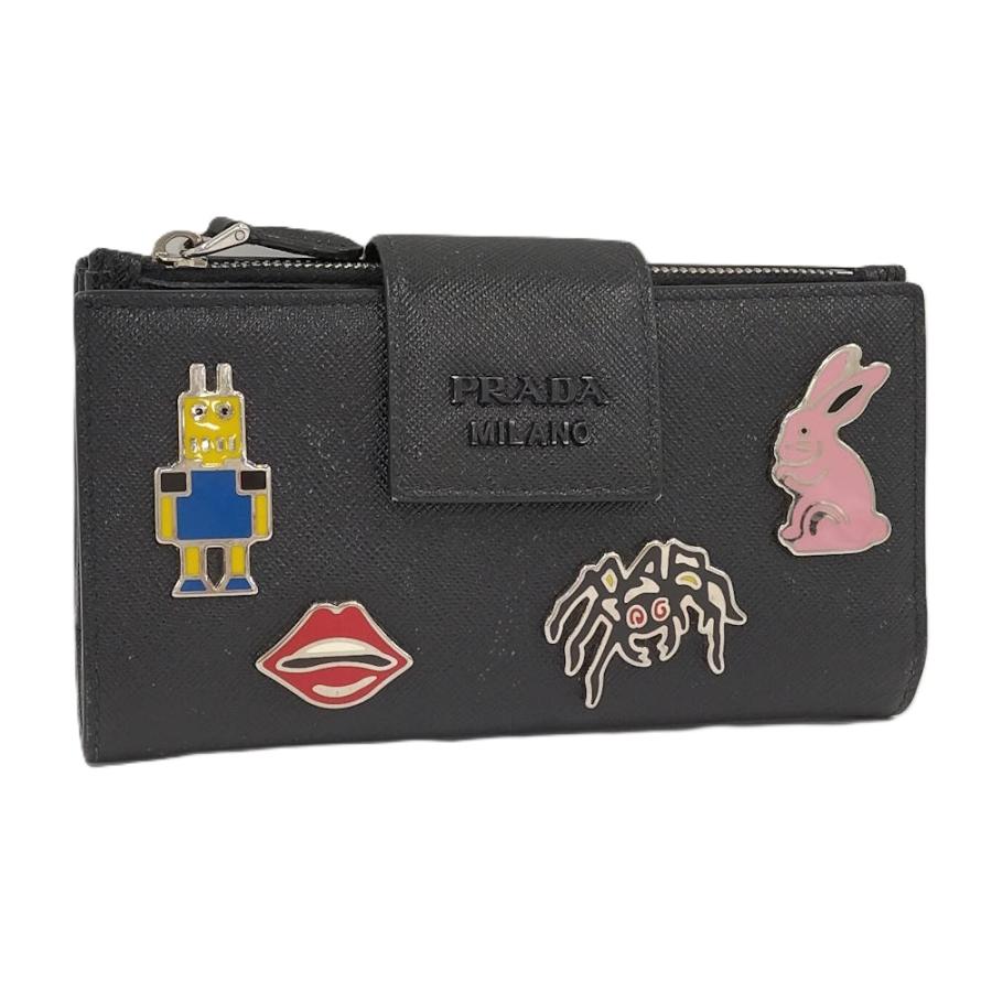 PRADA（プラダ） 二つ折り財布 レザー ブラック 1ML005 : JJ