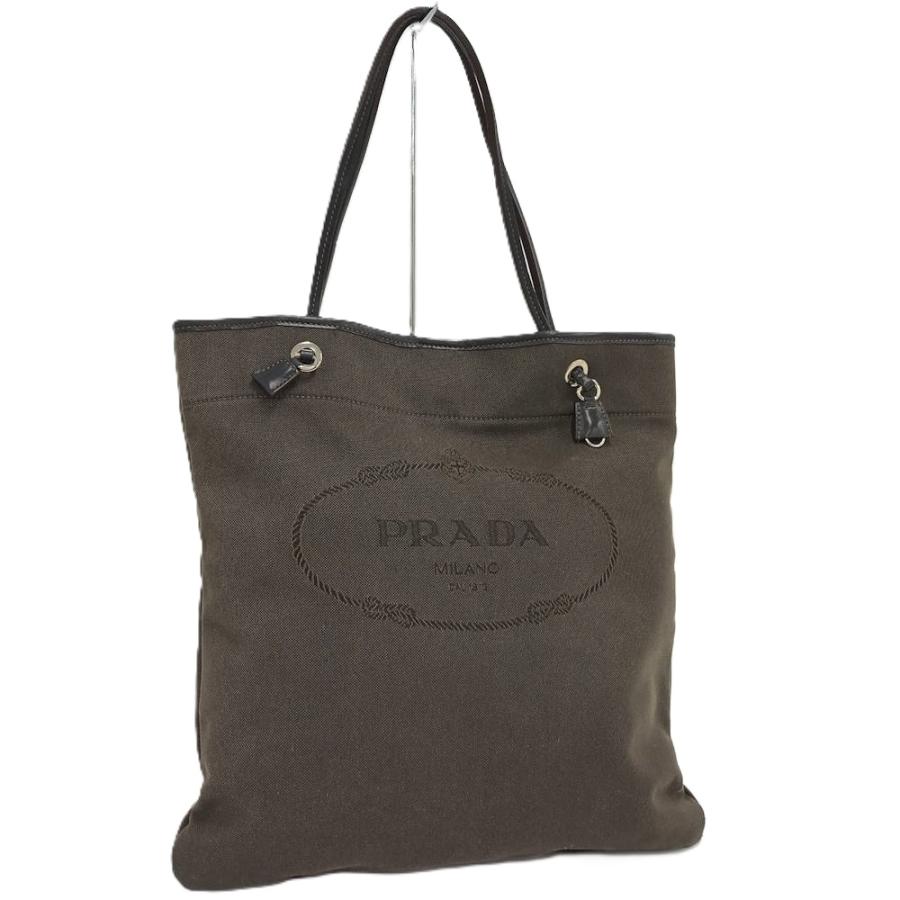 PRADA（プラダ） トートバッグ ジャガード ロゴ キャンバス ブラック系