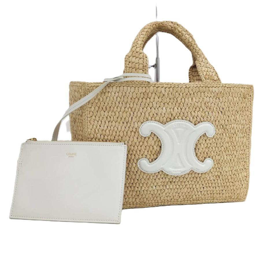 セリーヌ　CELINE カゴバッグ CELINE（セリーヌ） スモール カバ タイス カゴバッグ ラフィア×カーフ