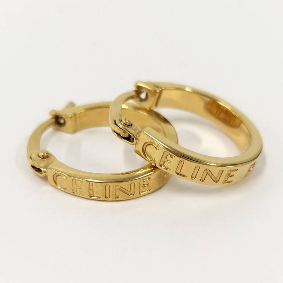 CELINE（セリーヌ） ピアス フープ ロゴ メッキ ゴールド : JJ