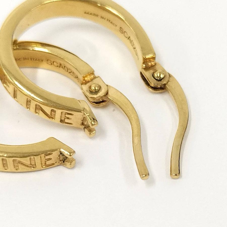 CELINE ロゴピアス 金メッキ CELINE（セリーヌ） ピアス フープ ロゴ メッキ ゴールド : JJ