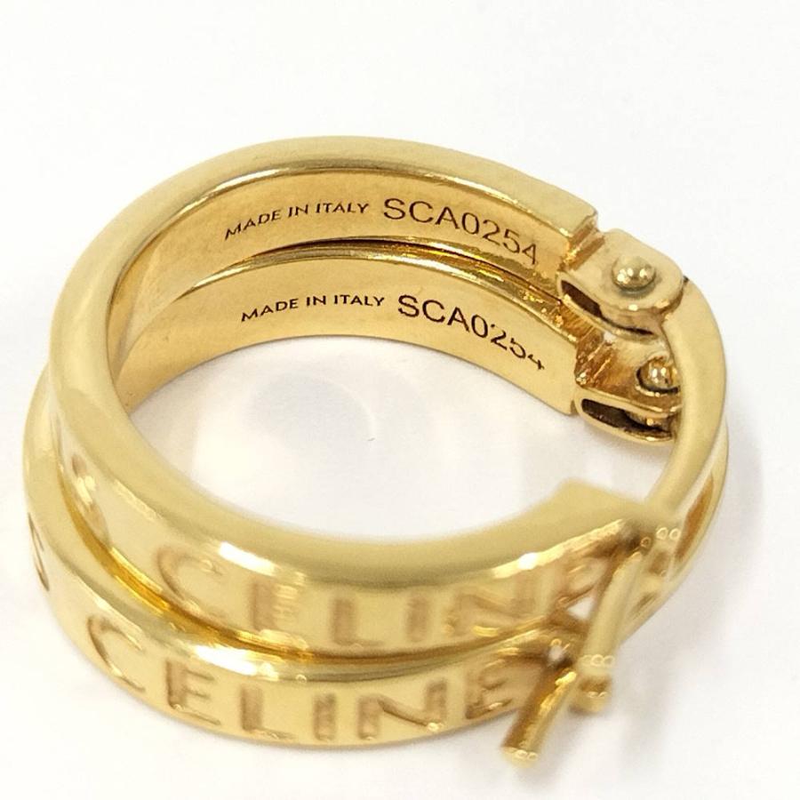 CELINE（セリーヌ） ピアス フープ ロゴ メッキ ゴールド : JJ