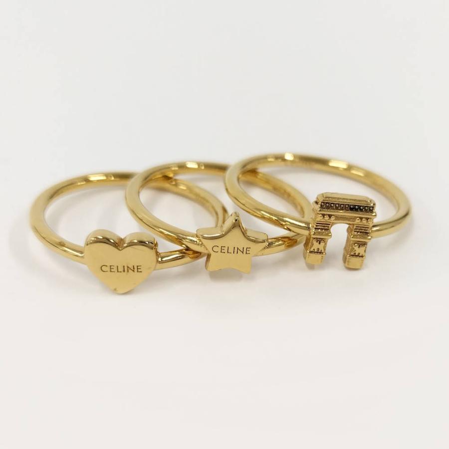 CELINE（セリーヌ） CELINE 3連リング スター ハート 凱旋門 メッキ