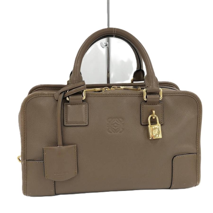 LOEWE（ロエベ） アマソナ28 ハンドバッグ アナグラム レザー ブラウン 