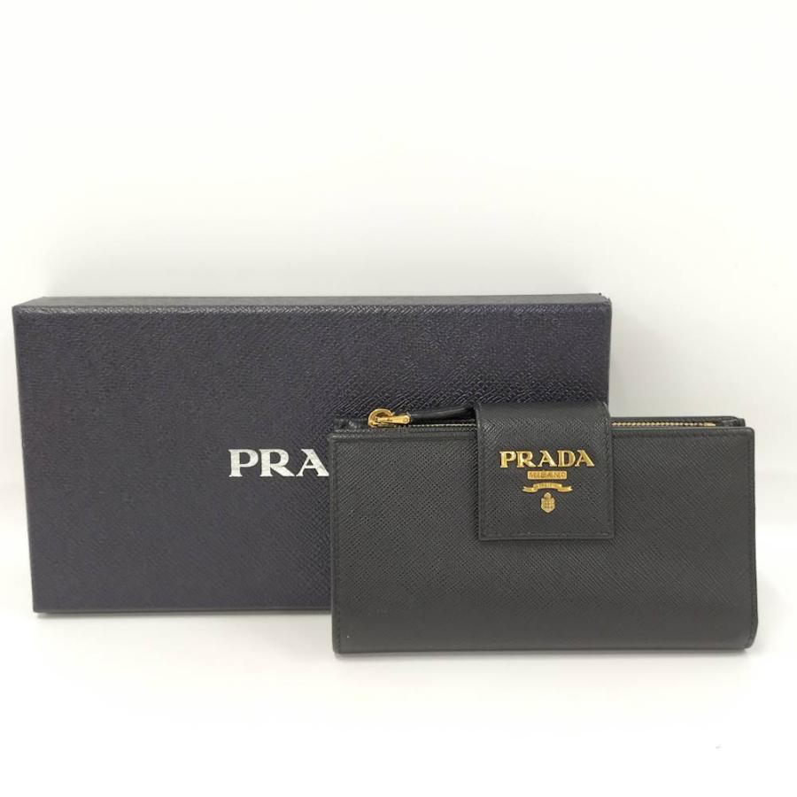 PRADA（プラダ） 二つ折り財布 サフィアーノ ネロ 1ML005 : JJ 