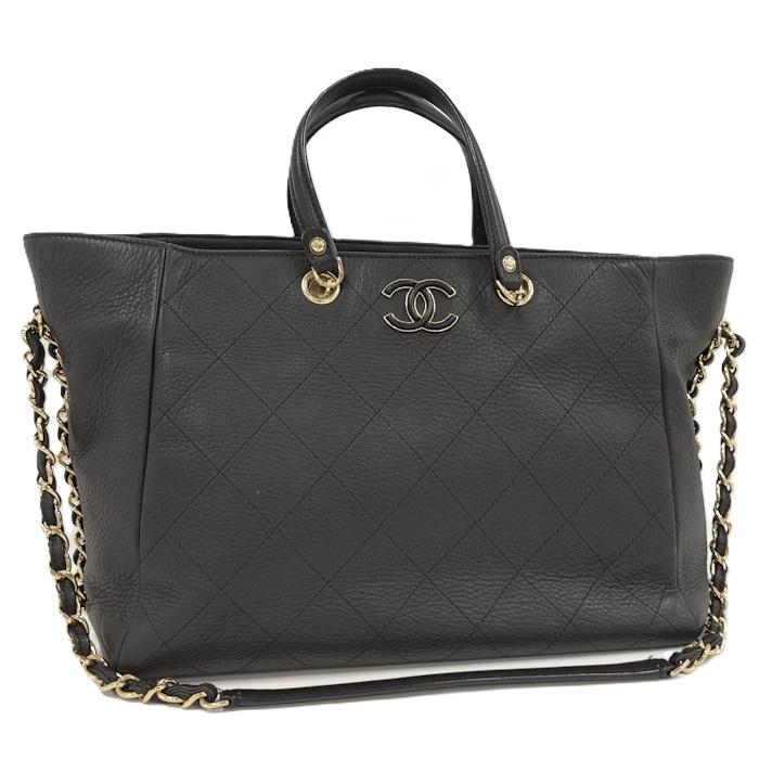 CHANEL チェーントートバッグ ココマーク キャビアスキン レザー ブラック CHANEL（シャネル） チェーントートバッグ ココマーク キャビアスキン