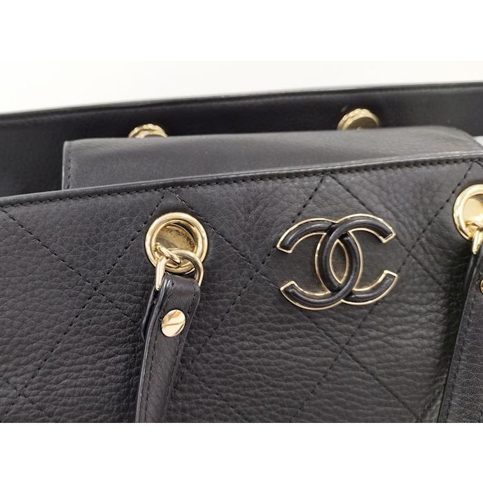 CHANEL チェーントートバッグ ココマーク キャビアスキン レザー ブラック CHANEL（シャネル） チェーントートバッグ ココマーク キャビアスキン