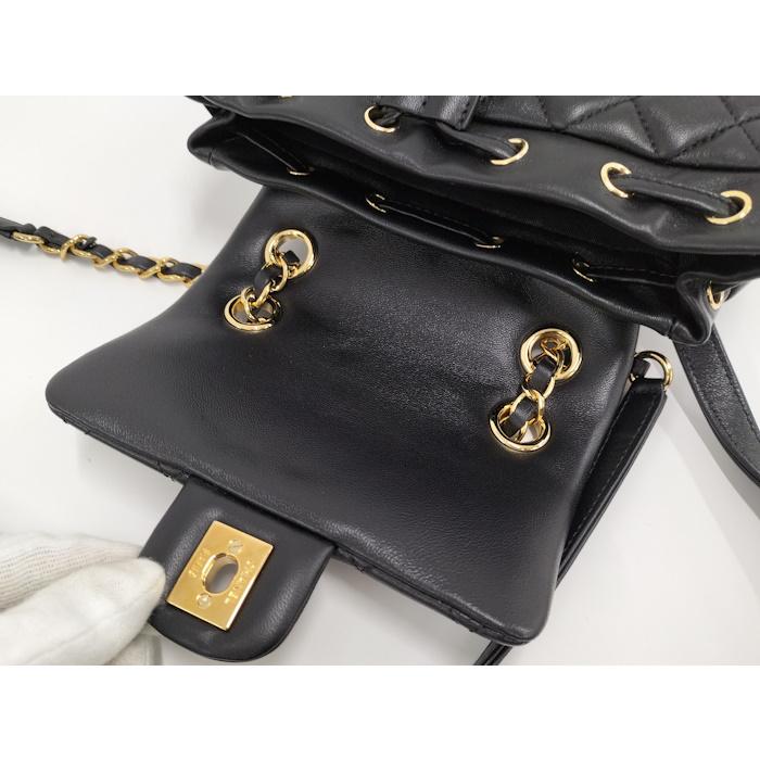 シャネル マトラッセ ココマーク リュックサック ブラック ラムスキン ブラック CHANEL（シャネル） マトラッセ バックパック ココマーク ラムスキン