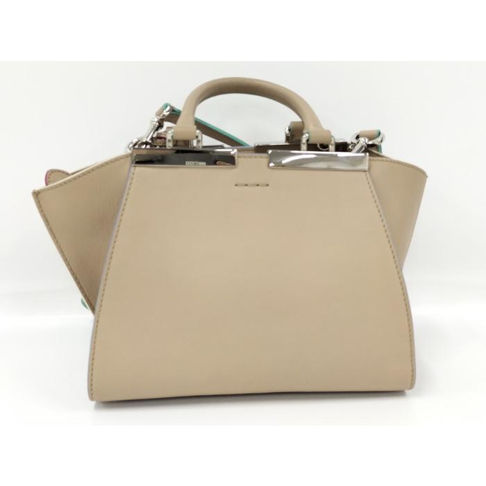FENDI トロワジュール FENDI（フェンディ） トロワジュール ハンドバッグ レザー ベージュ