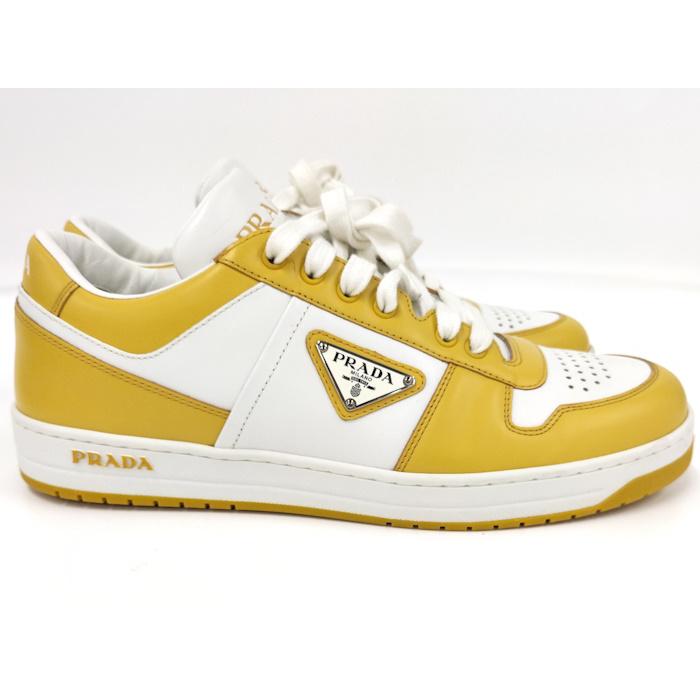 美品 PRADA ダウンタウン スニーカー 27cm PRADA スニーカー ダウンタウン 三角ロゴプレート レザー