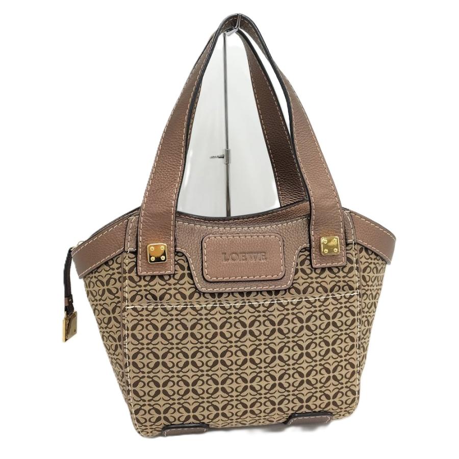 LOEWE（ロエベ） アナグラム ハンドバック レザー キャンバス ブラウン