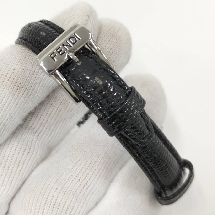 FENDI（フェンディ） 腕時計 クオーツ 黒革ベルト ホワイトシェル文字