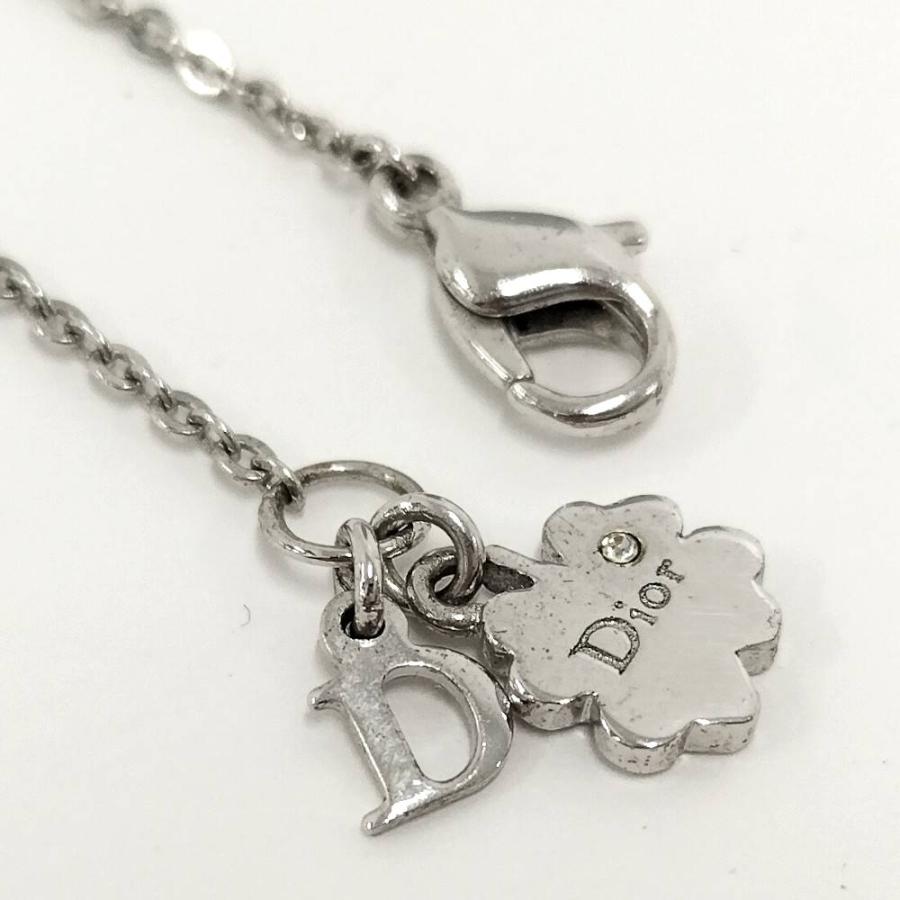 ChristianDior ロゴ ハート ネックレス ラインストーン シルバー メッキ