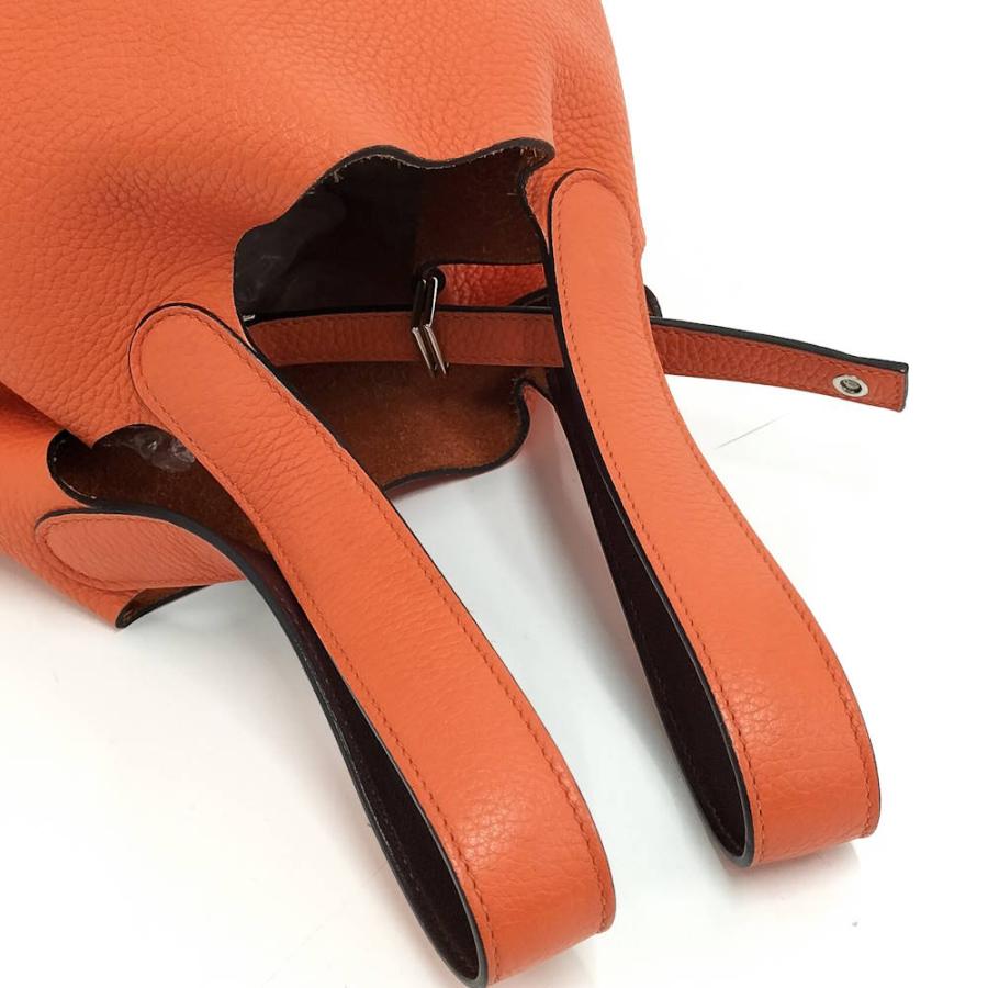 HERMES（エルメス） ピコタンロックMM ハンドバッグ レザー オレンジ系